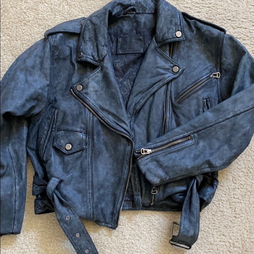 Genuine leather jacket bomber